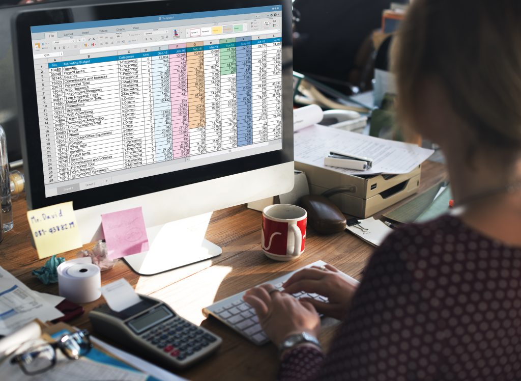 spreadsheet document information financial startup concept